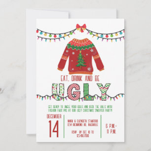 Invitation Fête de Noël moche Sweater Party Tacky