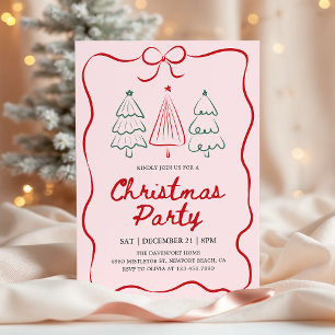 Invitation Fête de Noël Moderne à Dessin Main Élévé