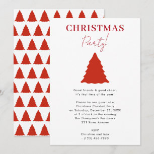 Invitation Fête de Noël moderne Arbre rouge Noël