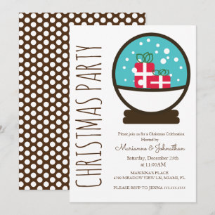 Invitation Fête de Noël moderne avec boule à neige