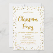 Invitation Fête de Noël moderne avec confettis blancs et or (Devant)