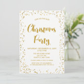Invitation Fête de Noël moderne avec confettis blancs et or (Debout devant)