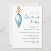 Invitation Fête de Noël moderne Bauble en aquarelle bleue (Devant)