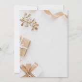 Invitation Fête de Noël moderne blanche et dorée (Dos)