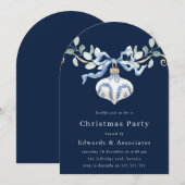 Invitation Fête de Noël moderne bleu marine (Devant / Derrière)