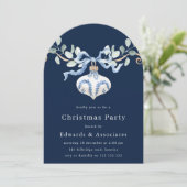 Invitation Fête de Noël moderne bleu marine (Debout devant)