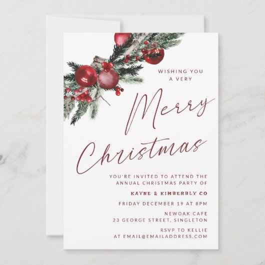 Invitation Fête de Noël moderne classique (Devant)