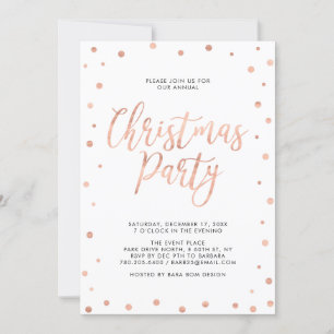 Invitation Fête de Noël Moderne Confetti Or Rose