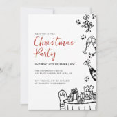 Invitation Fête de Noël Moderne Dessinée à la Main (Devant)