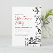 Invitation Fête de Noël Moderne Dessinée à la Main (Debout devant)