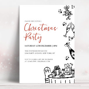 Invitation Fête de Noël Moderne Dessinée à la Main