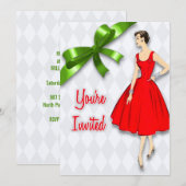 Invitation Fête de Noël moderne du milieu du siècle rétro (Devant / Derrière)