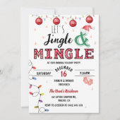 Invitation Fête de Noël Moderne et Joyeuse Jingle & Mingle (Devant)