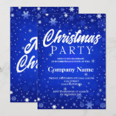 Invitation Fête de Noël moderne flocon de neige bleu blanc (Devant / Derrière)