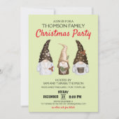 Invitation Fête de Noël moderne Gnomes Vert Festive (Devant)