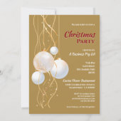 Invitation Fête de Noël moderne Gold, White et Red (Dos)