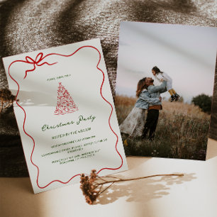 Invitation Fête de Noël moderne Green Whimsical