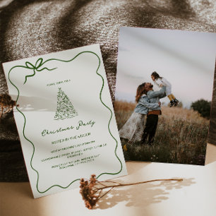 Invitation Fête de Noël moderne Green Whimsical