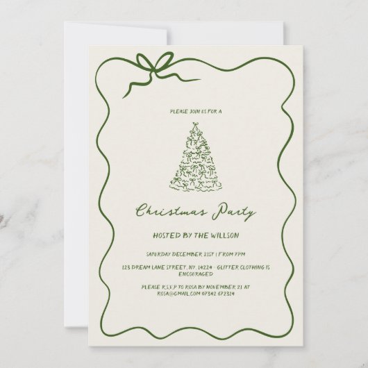 Invitation Fête de Noël moderne Green Whimsical (Devant)