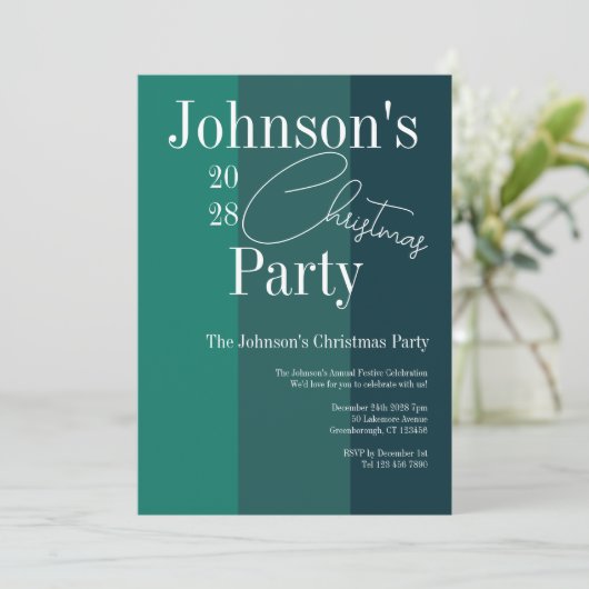 Invitation Fête de Noël moderne Grille verte (Debout devant)