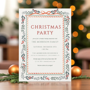 Invitation Fête de Noël moderne Hiver Botanique Vacances