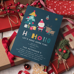 Invitation Fête de Noël Moderne HO HO HO