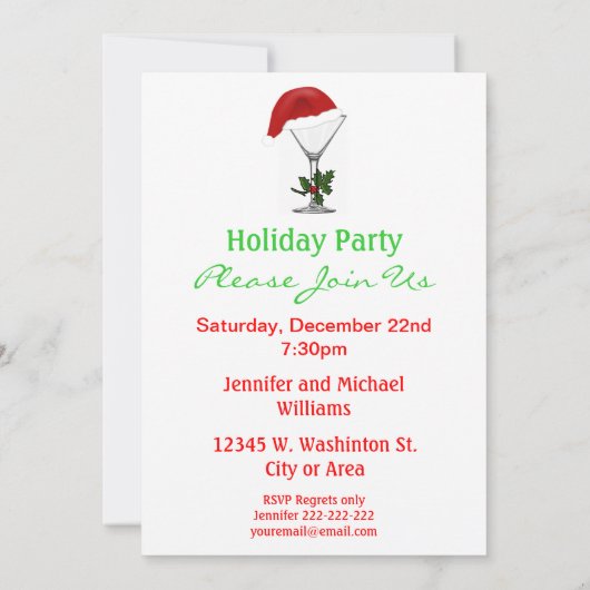 Invitation Fête de Noël moderne Martini (Dos)