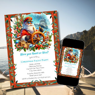 Invitation Fête de Noël moderne Nauti ou Nice Santa sur yacht