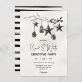 Invitation Fête de Noël moderne Noir et Blanc (Devant / Derrière)
