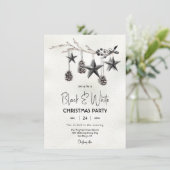 Invitation Fête de Noël moderne Noir et Blanc (Debout devant)