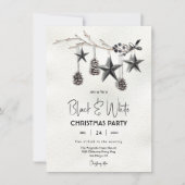 Invitation Fête de Noël moderne Noir et Blanc (Devant)