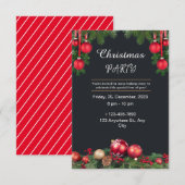 Invitation Fête de Noël moderne noire et rouge (Devant / Derrière)