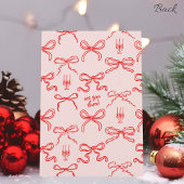 Invitation Fête de Noël moderne Pink & Red Bow