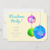 Invitation Fête de Noël moderne rose et bleu baubles (Devant)