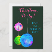 Invitation Fête de Noël moderne rose et bleu baubles (Devant)