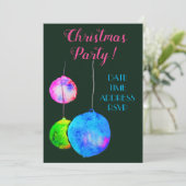 Invitation Fête de Noël moderne rose et bleu baubles (Debout devant)