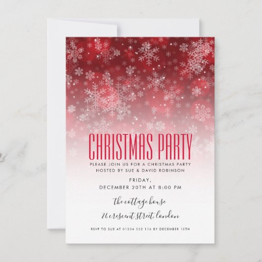 Invitation Fête de Noël moderne Rouge et Blanc (Devant)