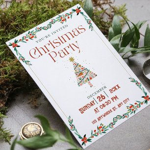 Invitation Fête de Noël Moderne Rouge Vert