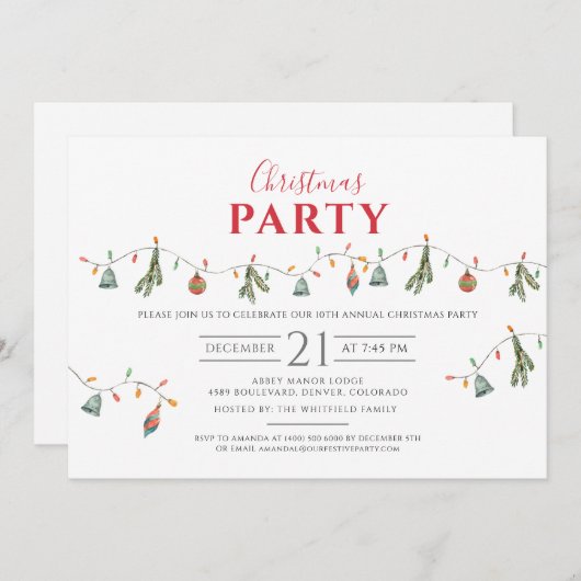 Invitation Fête de Noël Moderne Rustique (Devant / Derrière)