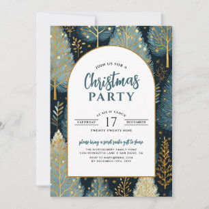 Invitation Fête de Noël moderne sur mesure sous la forêt d'ar