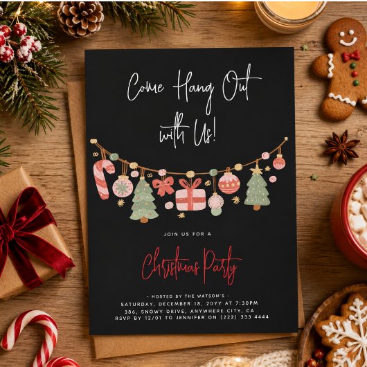 Invitation Fête de Noël moderne 'Venez vous amuser' avec le P