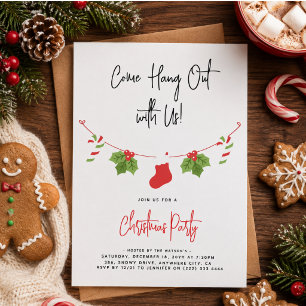 Invitation Fête de Noël moderne 'Venez vous amuser' avec le P