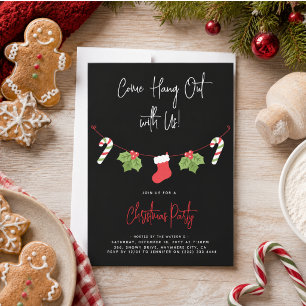 Invitation Fête de Noël moderne 'Venez vous amuser' avec le P