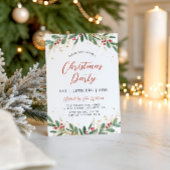 Invitation Fête de Noël Moderne Vert et Or