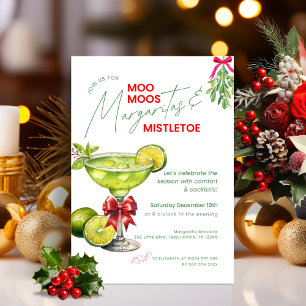 Invitation Fête de Noël MooMoos, Margaritas & Mistletoe