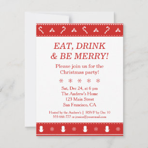 Invitation Fête de Noël Motif moderne et moderne rouge blanc