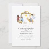 Invitation Fête de Noël Nativité à l'aquarelle (Devant)