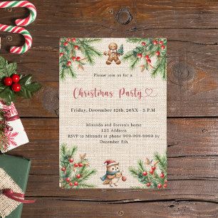 Invitation Fête de Noël naturelle en pin de rose beige