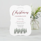 Invitation Fête de Noël Neige Arbres de Noël (Debout devant)