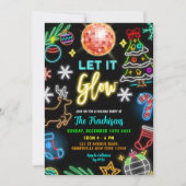 Invitation Fête de Noël Neon Let It Glow (Devant)